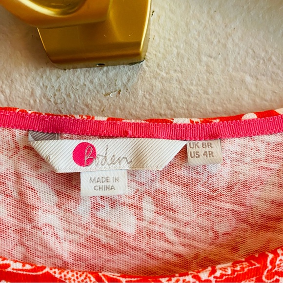 Boden Womens Orange Floral Short Sleeve Jersey Casual Cotton Dress US 4 - Picture 4 of 5